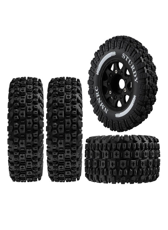 NMNRC Pre-Glued Plastic RC Wheels and Tires 12MM 14MM 17MM Hex Compatible with Arrma Axial RC4WD Redcat Slash 2WD 4X4 Senton Short Course Truck Upgrades Part Black - Image 1